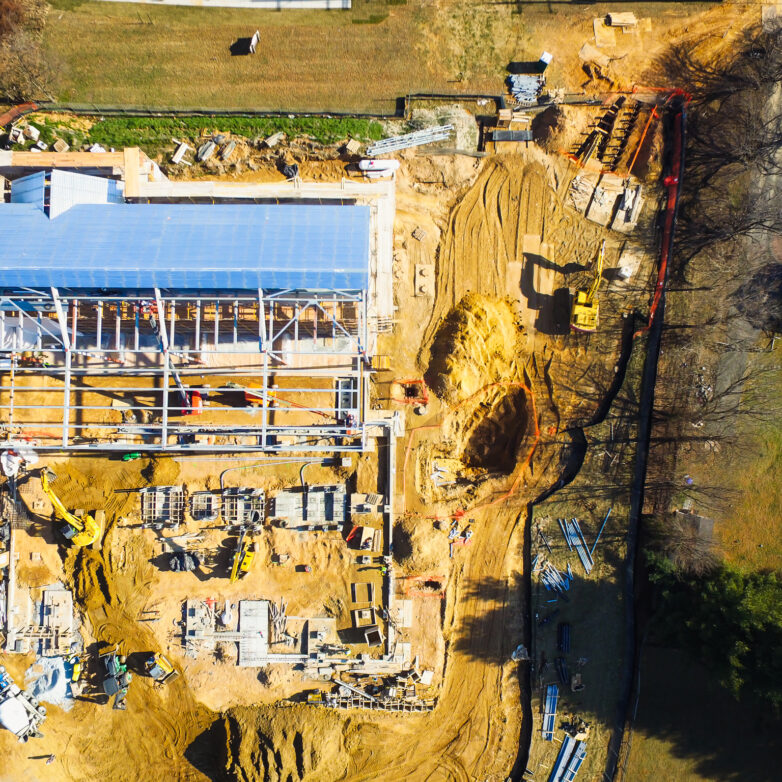 Birdseye view of a construction site