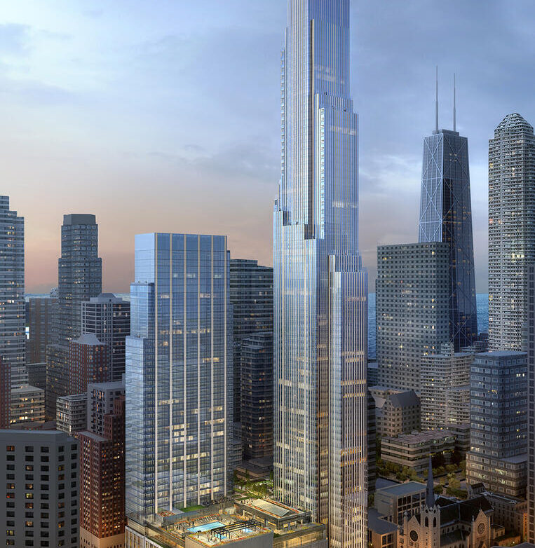 Rendering of the entire One Chicago building